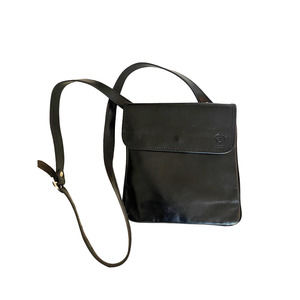 Vintage MANUFACTUS Black Italian Leather Slim Crossbody Made in Italy Purse Bag